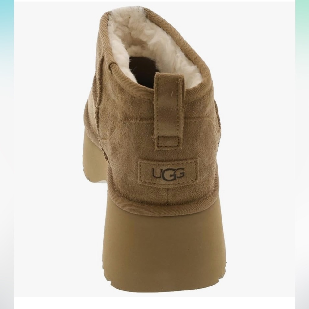 🥠 New-UGG Women's mini heights suede ankle chestnut Platform Winter Boots - Picture 7 of 7